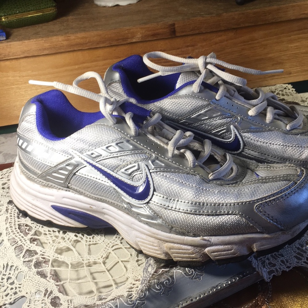 Nike Initiator Running Shoes Size 8 Silver Blue